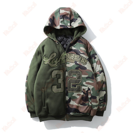 green loose camo puffer jacket